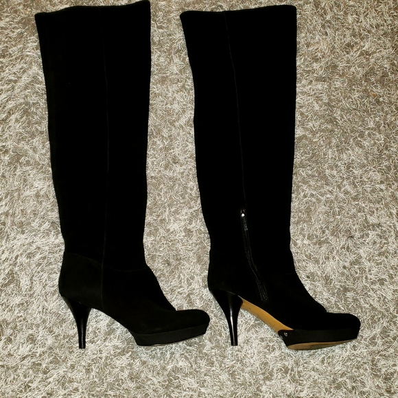 Nine West NWDestry Black Knee Suede Boot, Size 8 - Picture 1 of 5